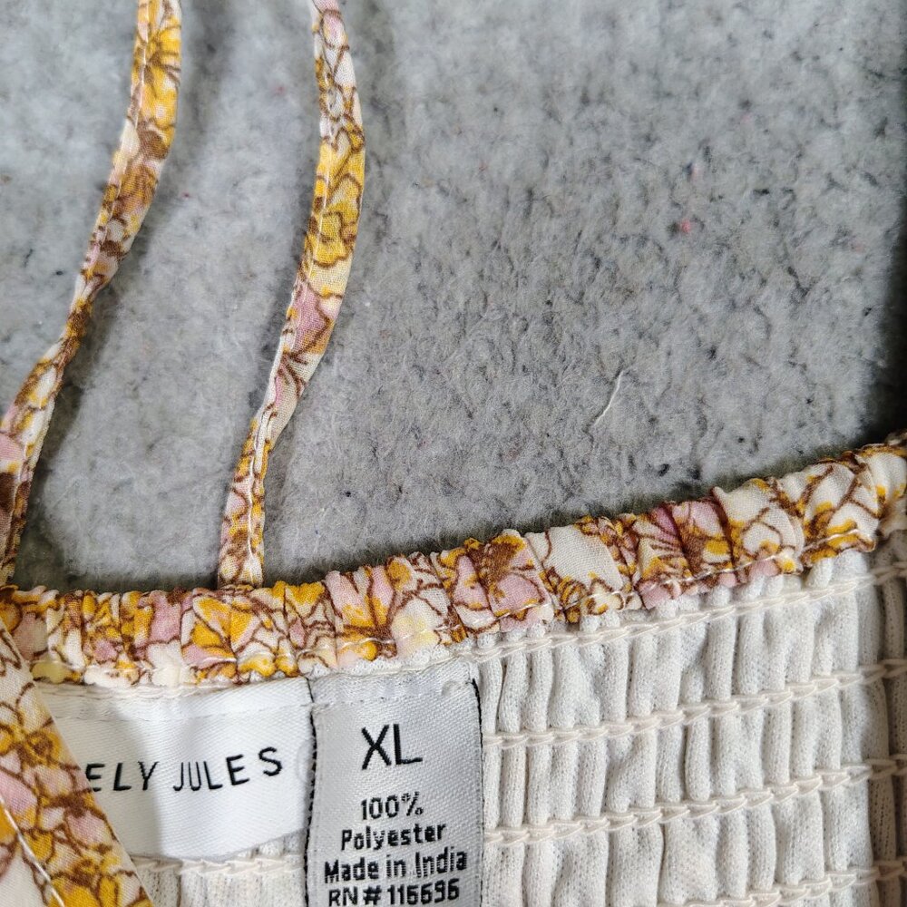 Sincerely Jules Dress Womens XL Yellow Floral Smocked Ruffle Long Sleeve Cottage - Picture 4 of 14